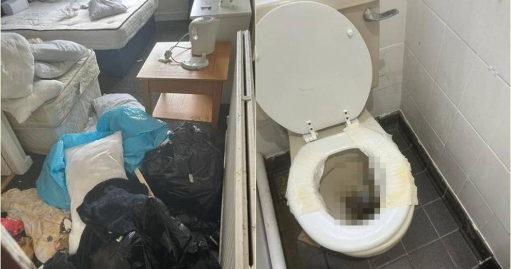 开箱酒店房间 简直“大战过后”马桶都是屎尿