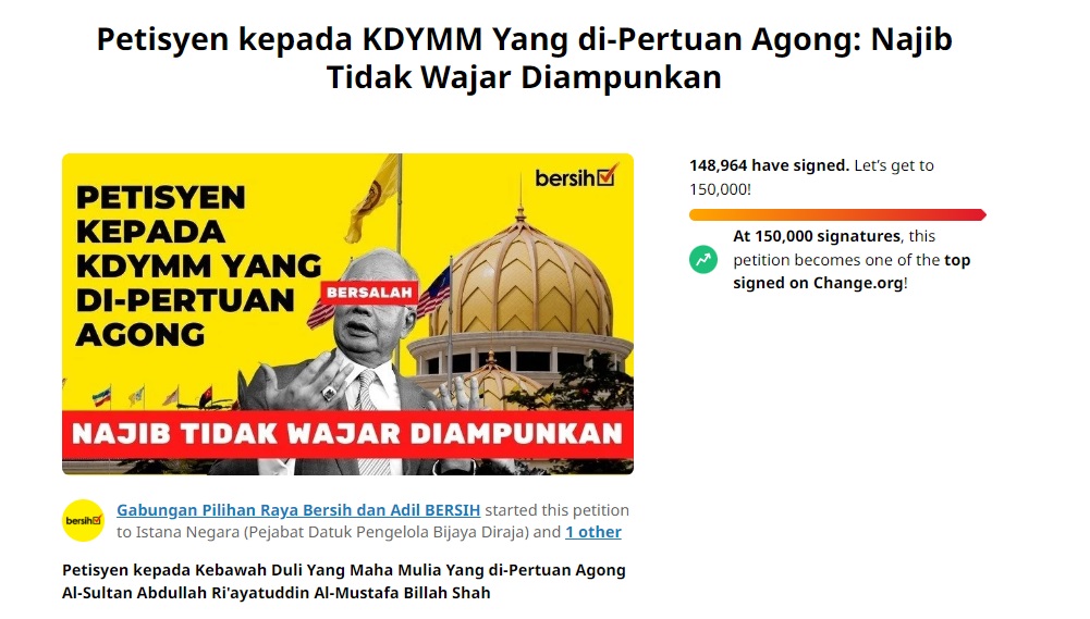 截至10.30am 反对特赦纳吉者快破15万!支持者仅5万