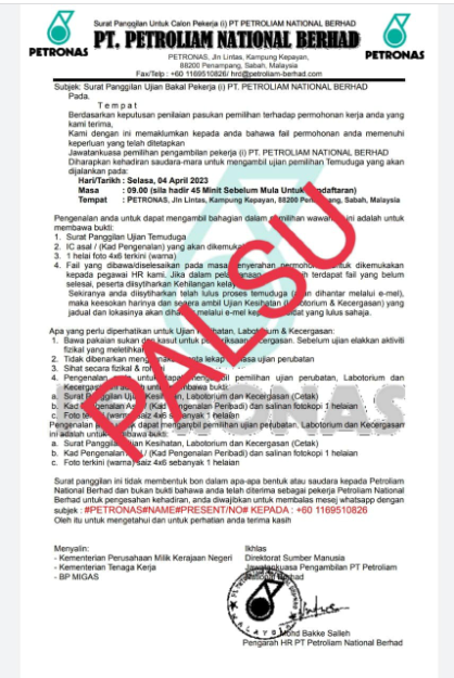 沙巴劳工局:勿轻信石油公司招聘信息