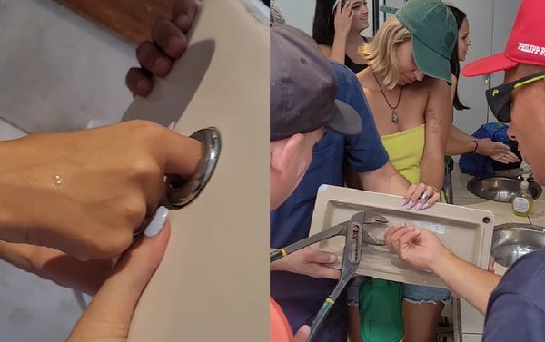 美甲离奇卡公厕马桶 正妹差点失去手指“无法自拔”片爆红