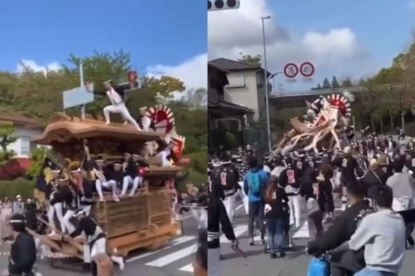 视频/神社地车失速翻覆 多人惨压下方11伤