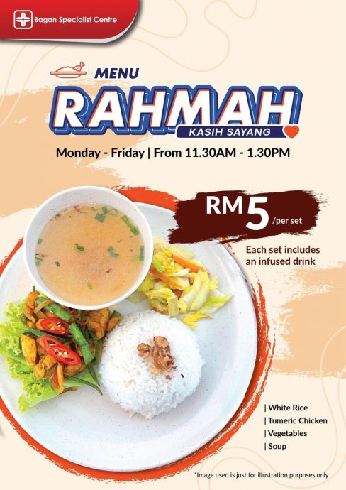 （大北马）北海专科医院响应爱心餐单计划， 推出5令吉健康又实惠的午餐。