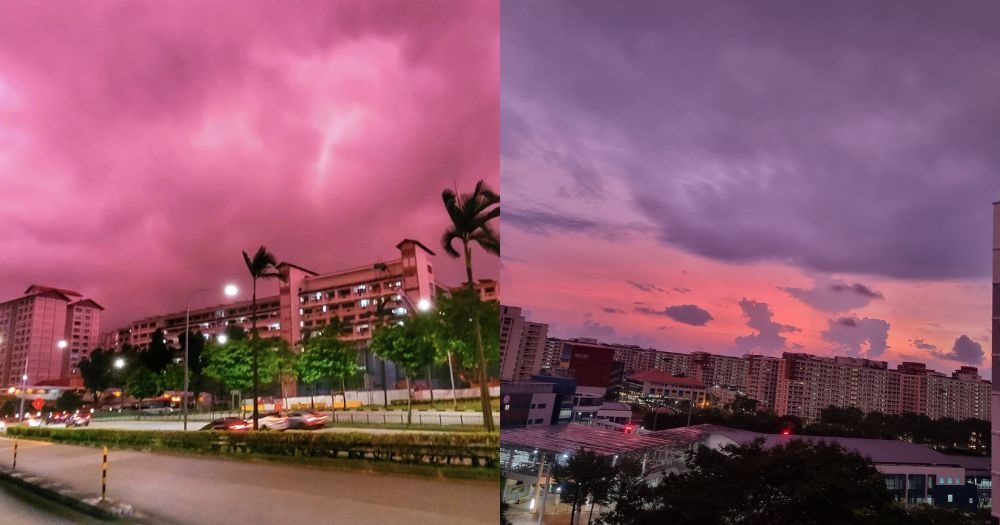 (已签发)柔:狮城二三事:出现粉红橙色紫色 新加坡天空现奇景