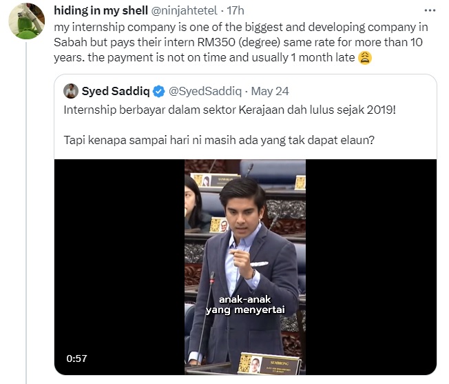 10年实习津贴仍RM350 要求调高被公司呛:没人投诉