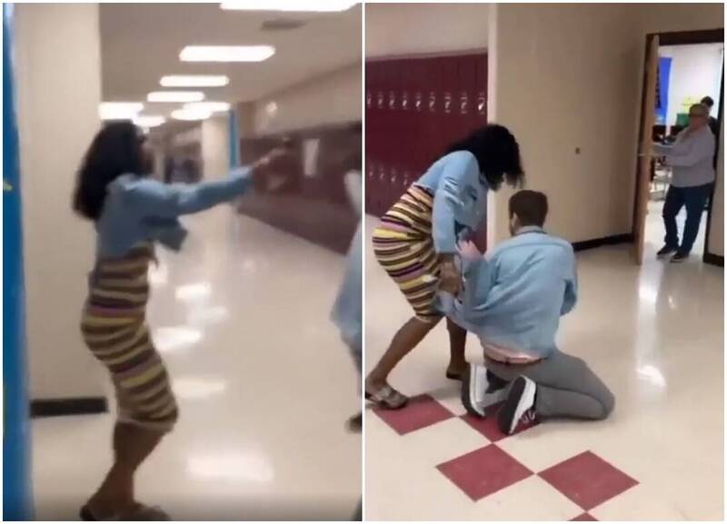 夸张!不爽手机被没收 美国女高中生用防狼喷雾攻击老师