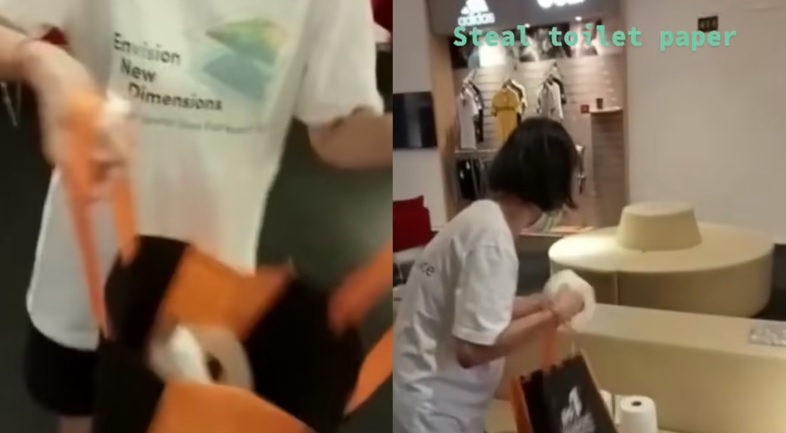 女子偷厕纸被抓包哭求原谅 “我有精神……”