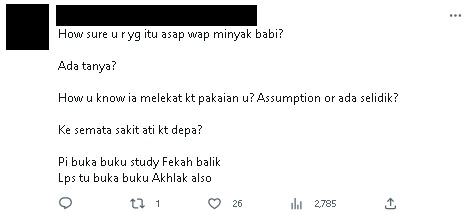 批茶室油烟致衣服沾猪油味 马来网民轰女子:搬去南极吧!