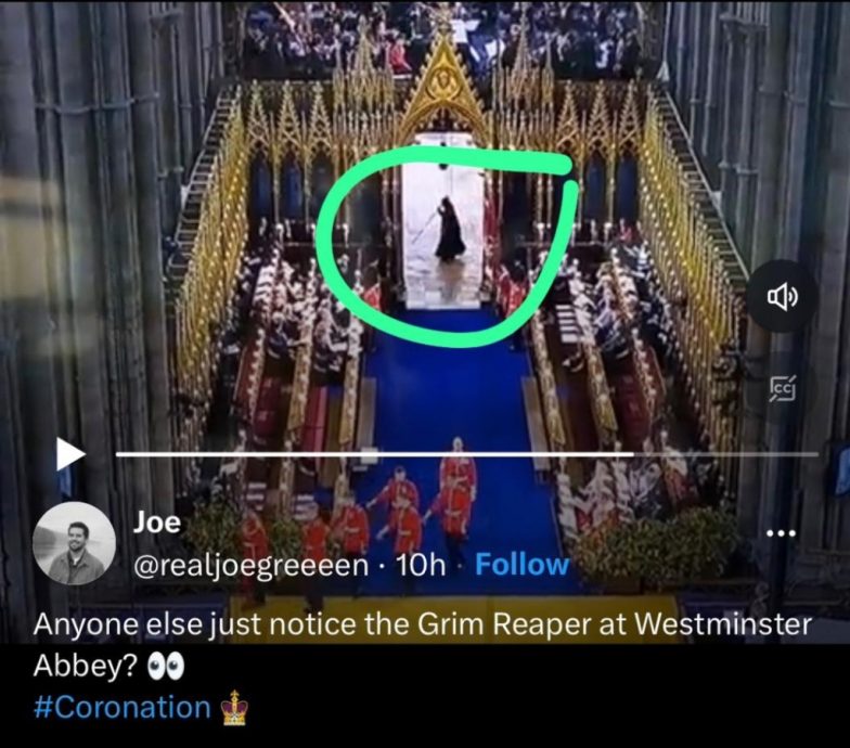 查尔斯加冕︱“死神”现身西敏寺视频疯传 网民:不是好兆头