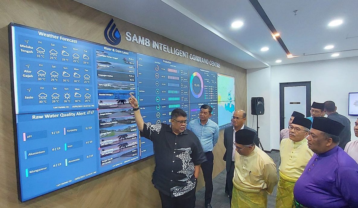 (古城封面主文)水务公司精明指挥中心,监督现场数据采取及时行动,保障甲州水供的需求与品质