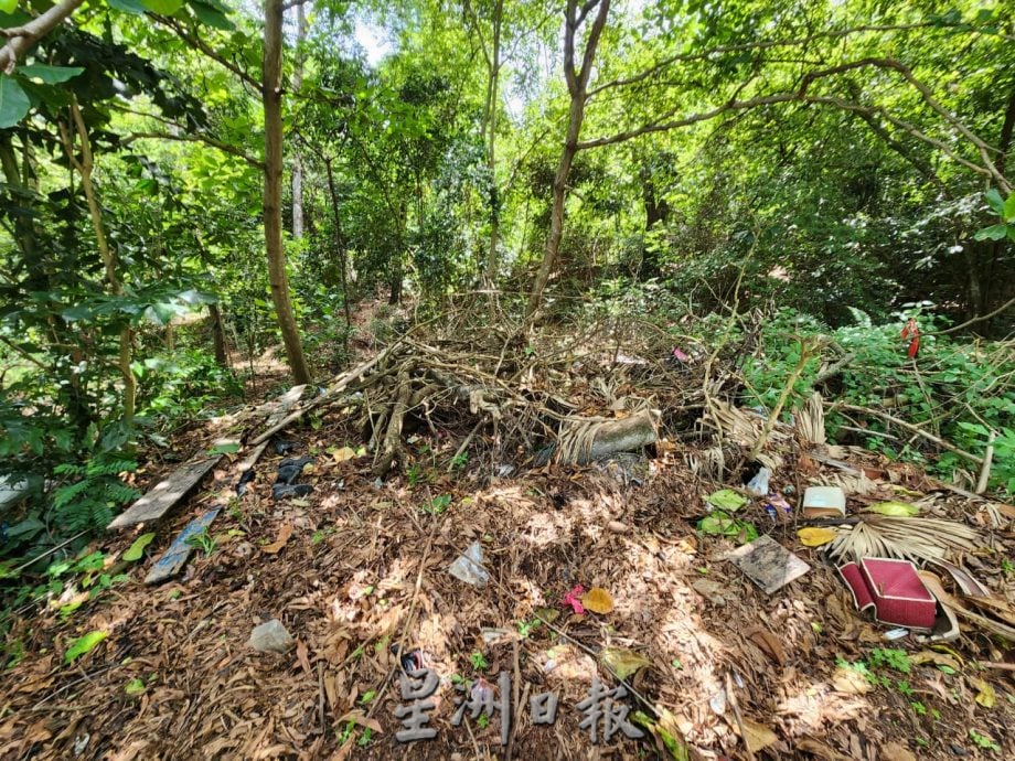(古城第三版主文)熊山垃圾堆问题卷土重来,外来小型罗里将枯枝叶、工业鞋子、橱柜倒在暗处