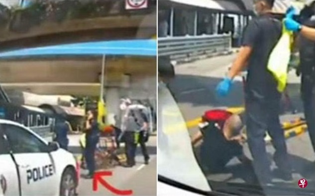 (已签发)柔:狮城二三事:疑采花从行人天桥摔下 男子送院后被警方拘押