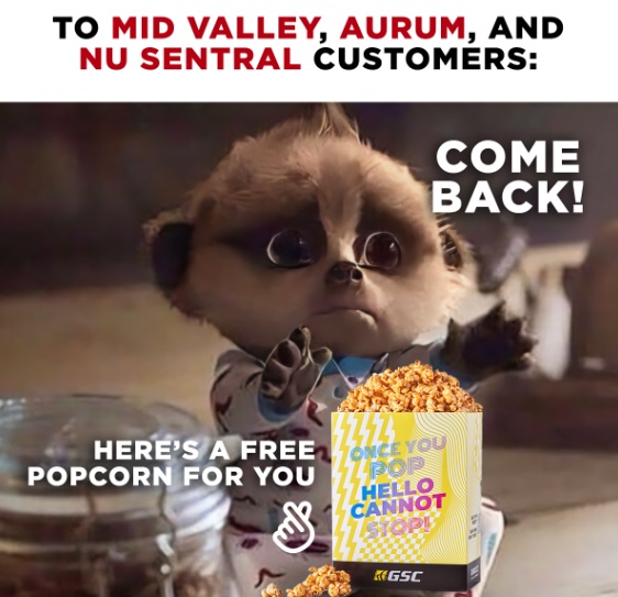 GSC宣布3戏院明重开!重买戏票观众 获免费爆米花