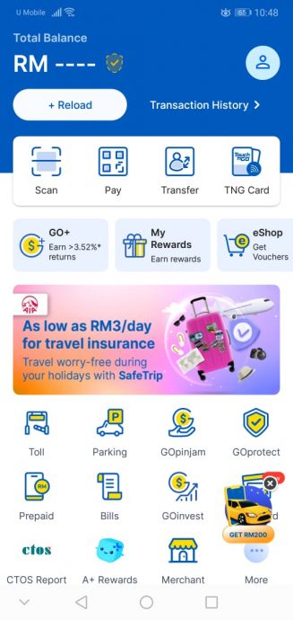 TNG电子钱包当机!余额没显示 无法“飞钱”