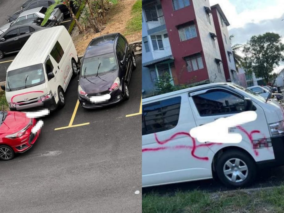 争车位引争执？恶作剧?  多车遭涂鸦 车主喊倒霉