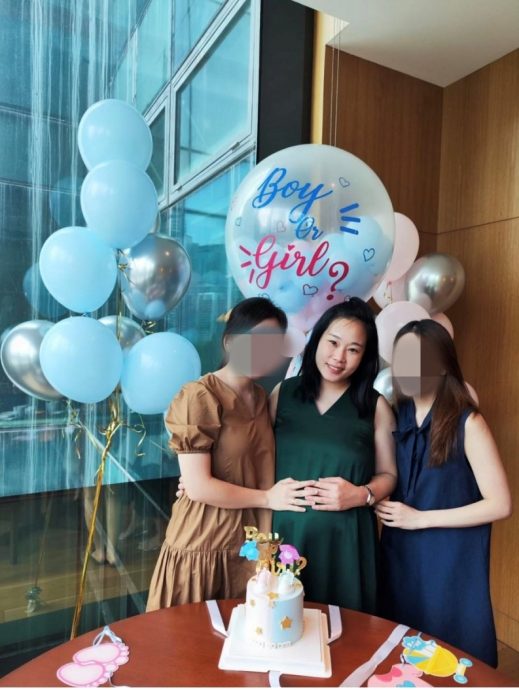  凯儿4年抱3 挺巨肚办宝宝性别揭晓派对  
