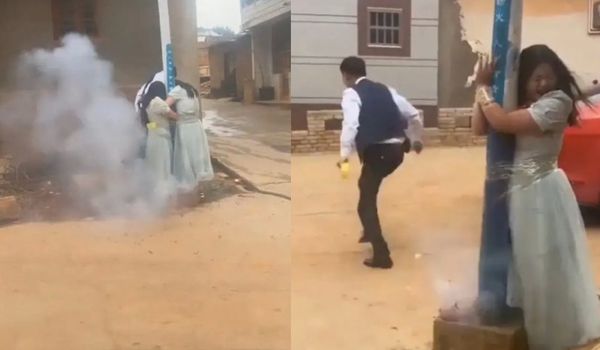 拼盘／云南伴娘遭绑电线杆　脚底点鞭炮狂炸！婚闹现场画面流出惹议