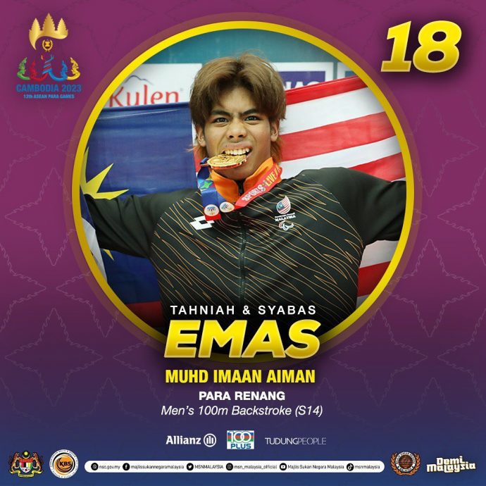 柬埔寨残障东运会  游泳田径乒乓报捷  大马提前达33金目标