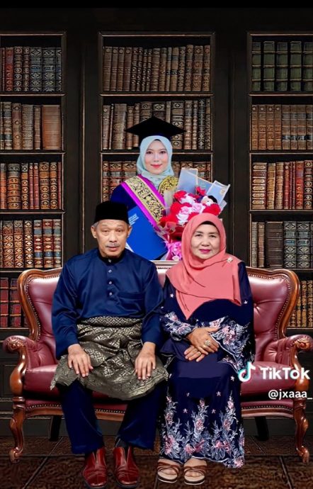 父亲去世来不及参加毕业礼 女子剪父母照制成毕业照