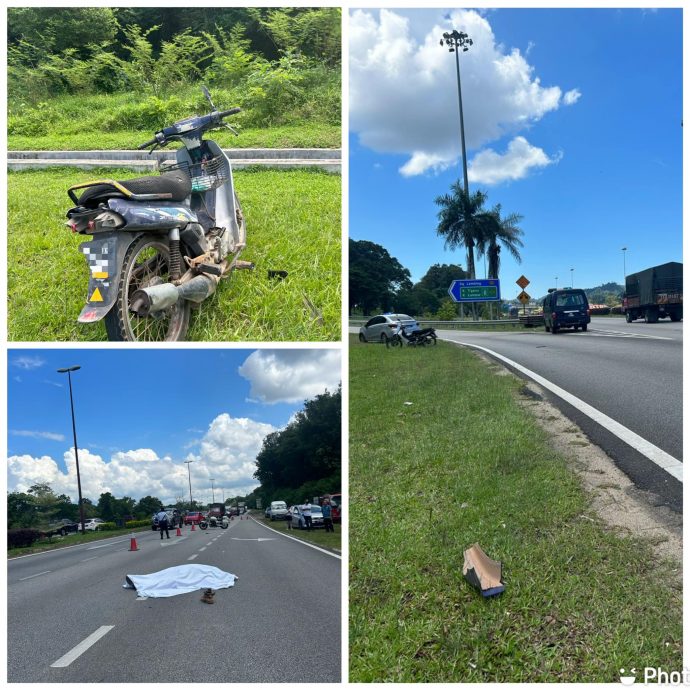 东:关丹绕道巴士总站附近摩托与罗里相撞,骑士当场死亡。