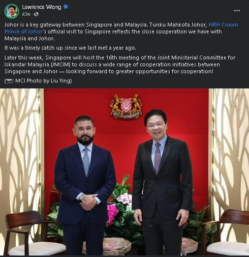 柔王储会黄循财,商设柔佛新加坡经济特区