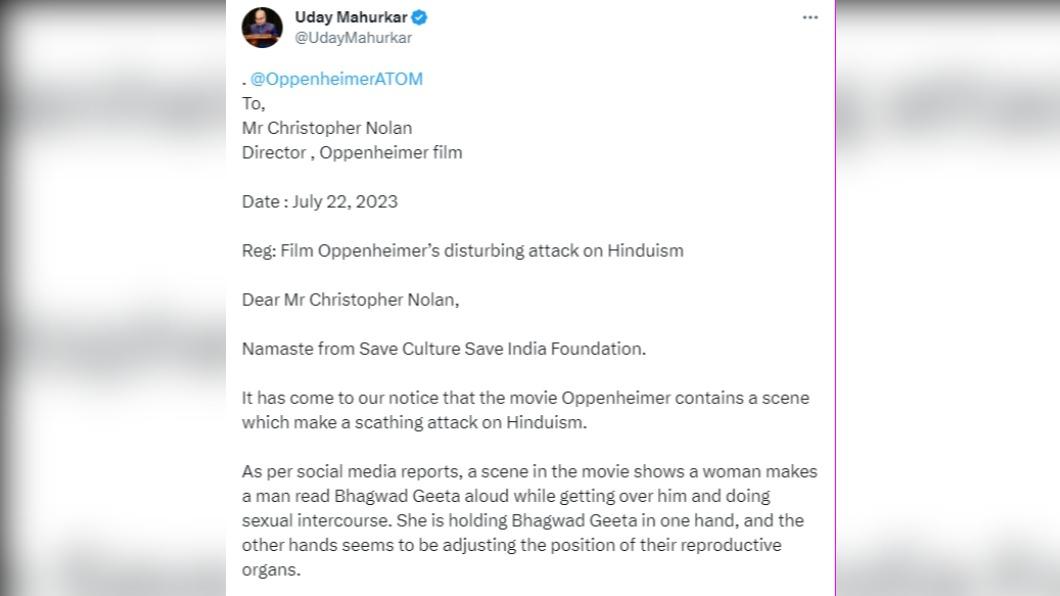 性爱过程朗诵经典《奥本海默》惹怒印度教信徒