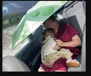 拚图)坐车撑伞 夏天逼疯车主吐槽:晒成烤猪了