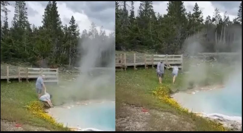 拚盘/玩命!白目游客无视警告 手伸进78度温泉惨叫“烫死啦”
