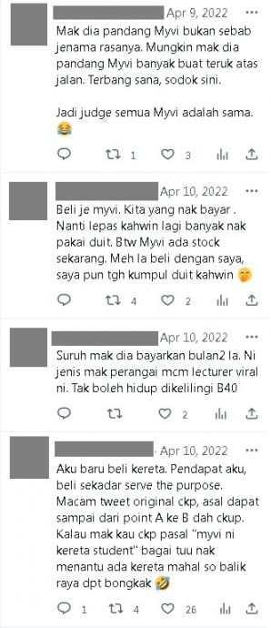 母亲反对男友买迈薇 “她说学生开的 别后悔”