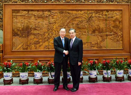 潘基文访华 王毅接见冀中韩重振交往合作活力