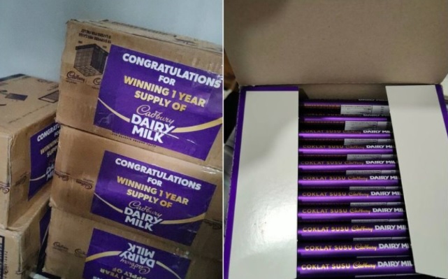 男子花RM6赢大奖 “1年365天巧克力吃到爽”