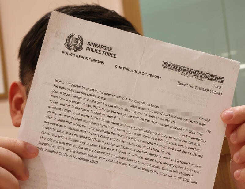 (已签发)柔:狮城二三事:男房东入房偷内衣裤猥亵被电眼拍下 女房客吓哭报警