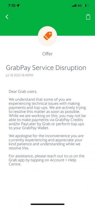 GRABPay 宕机!网民:付款不成功却被扣余额