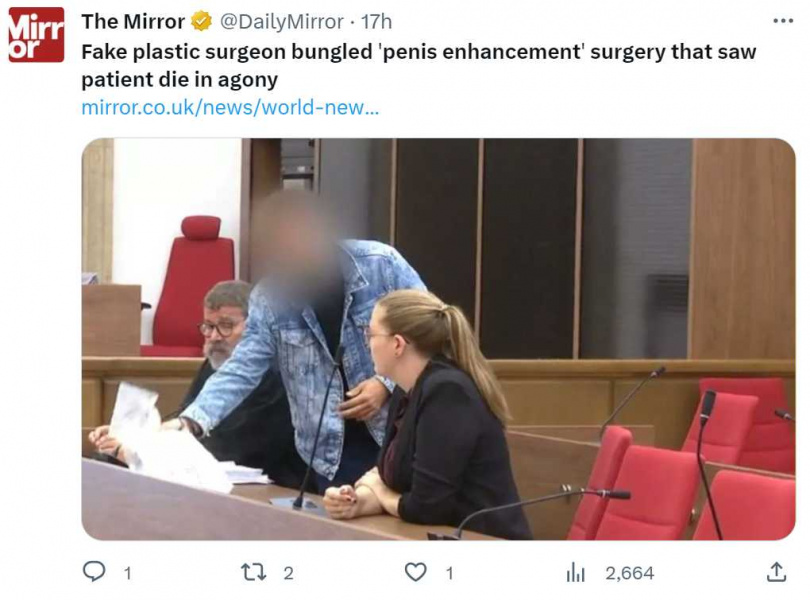 32岁男不想“软趴趴”　他做阴茎增大术遇假医生败血症惨死