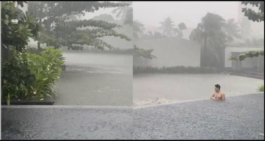 为旅游存1年钱  “忘看天气预报”遇雷雨 仍到泳池拍照引网同情