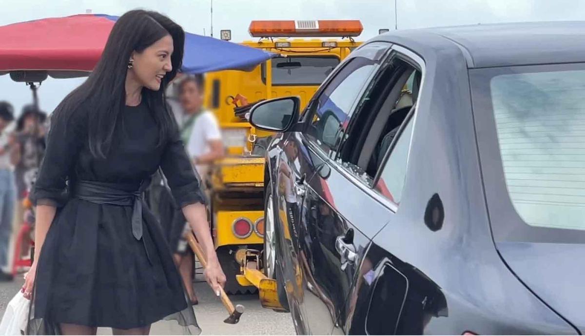 女星拍戏突爆意外 手砸玻璃溅血缝6针