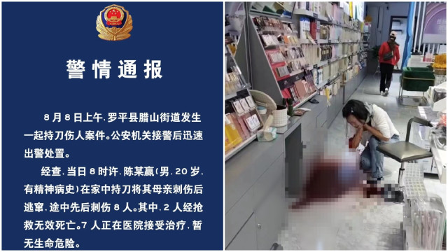男子家中刺母后逃窜　当街砍人致2死7伤　警方说他有精神病史
