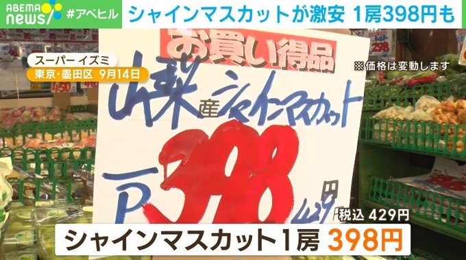 日本“麝香葡萄”产量倍增!超市价格狂跌