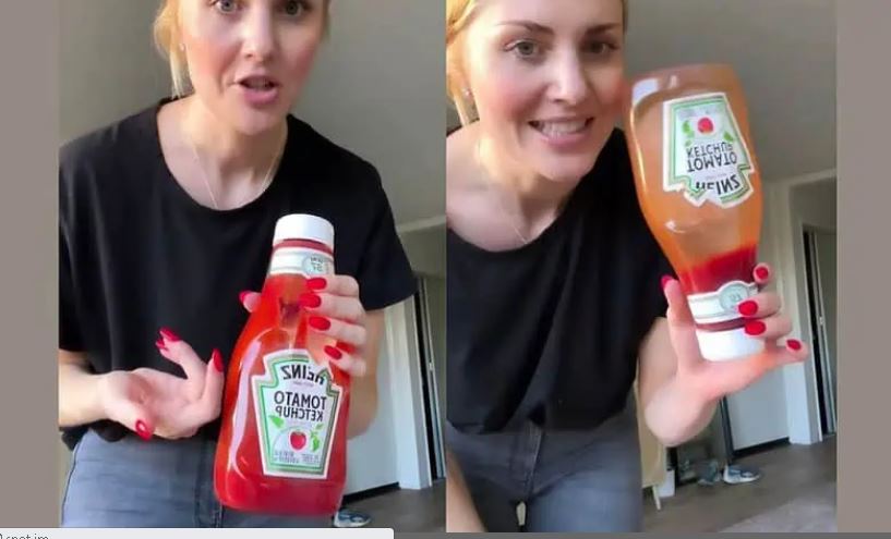 番茄酱倒不乾净怎么办？ 女子示范如何“一滴不浪费”