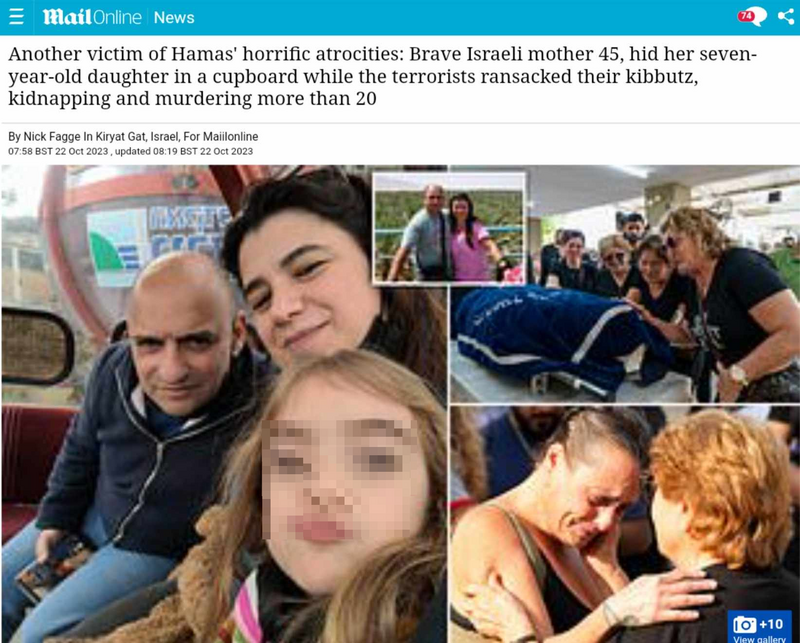 伟大母爱! 勇妈中弹将7岁爱女藏橱柜 以肉身挡住哈马斯身亡