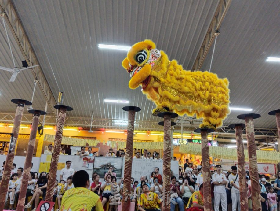 大年斗母宫聘世界狮王 高桩舞狮庆九皇诞