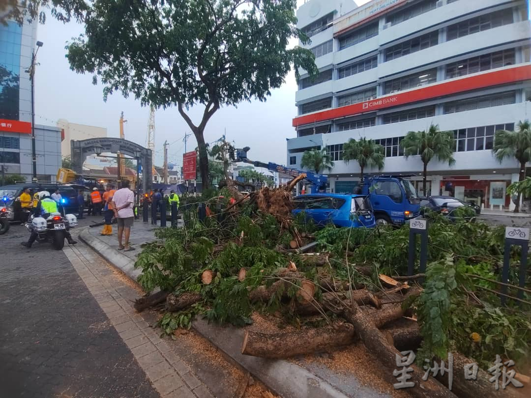柔:新闻:午后雷电交加大风大雨 新山市区多处面目非