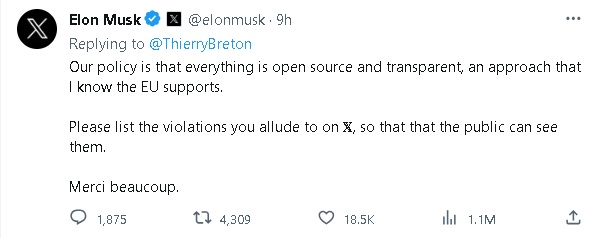 求真 欧盟警告马斯克,X媒体被利用散播错误资讯