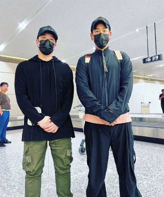 潘玮柏机场巧遇彭于晏 同框身材对比成亮点