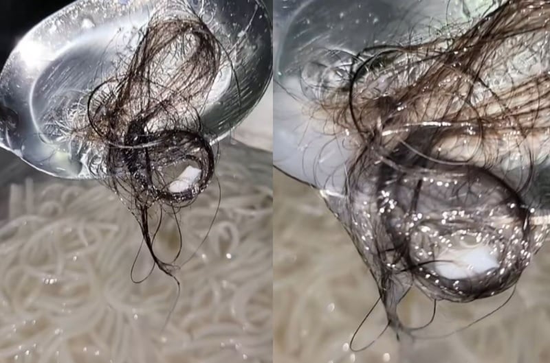 视频|煮面半途浮出一撮头发 “煮两次都一样”