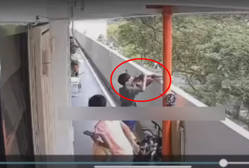 (已签发)柔:狮城二三事:与姐走廊玩耍 男童先丢石头 再将脚车丢下楼