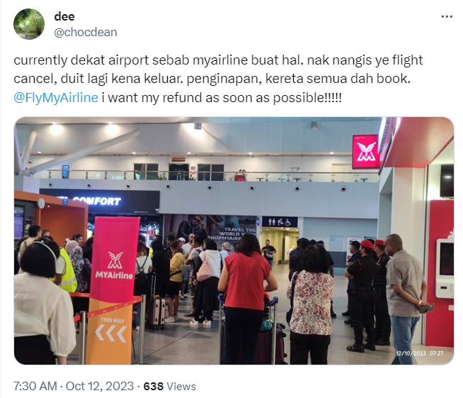 MYAirline机场柜台全空没员工 “一群乘客像傻子般等”