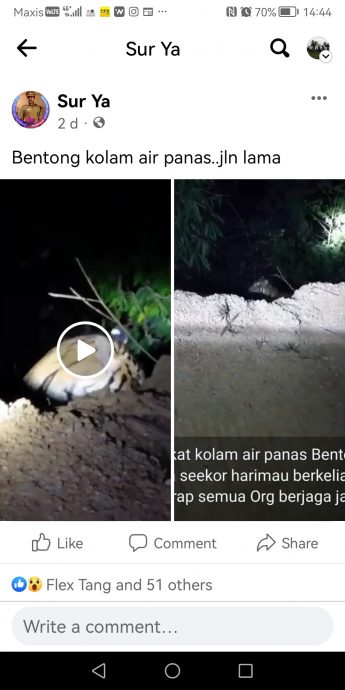 全国:(供求真)警方澄清文冬热水湖没有出现老虎