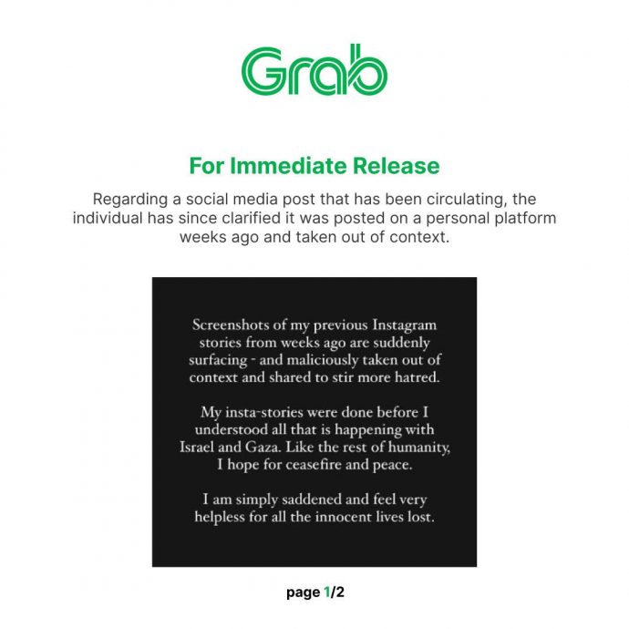 社媒涌抵制Grab 大马Grab急发文灭火