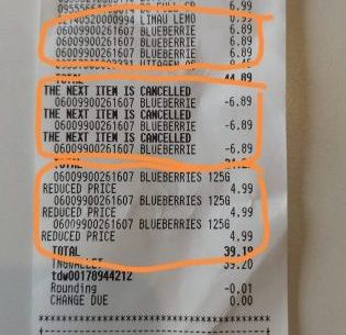 蓝莓标价RM4.99结帐变RM6.89 与收银员吵架顾客一招取胜