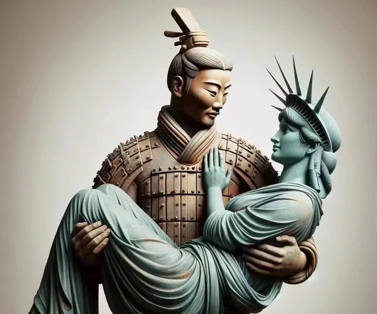 视频|反映“习拜会”后中美关系  “兵马俑搂抱女神”